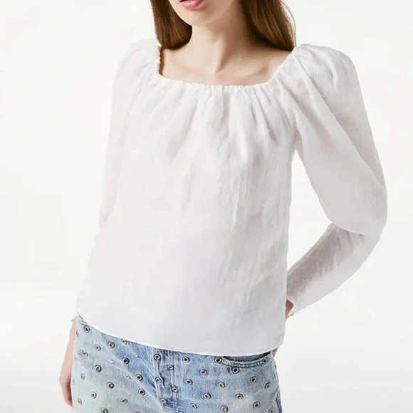 FRAME White Ramie Off the Shoulder Billow Top Size S/P NWT - Picture 3 of 7